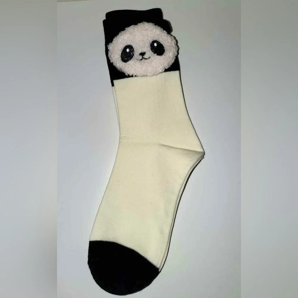 Cute 3D Panda Socks for kids Kawaii Funny Black & White Middle Tube Socks 2 Pair